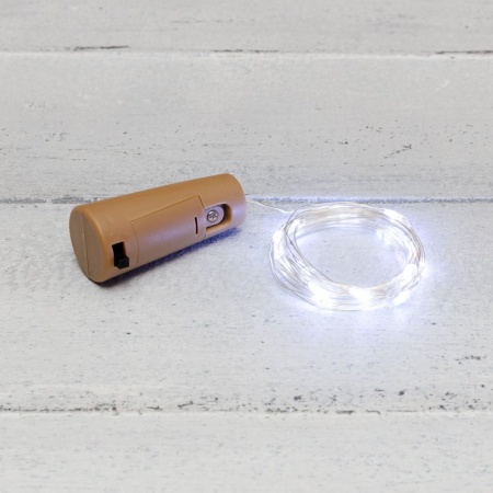 Гирлянда светодиодная Роса с пробкой 2м, 20LED, БЕЛЫЙ, IP20, 3хLR44 в комплекте NEON-NIGHT