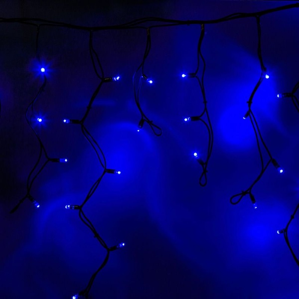 Гирлянда светодиодная Бахрома (Айсикл) 5,6x0,9м 240 LED СИНИЙ черный каучук 3,3мм IP67 постоянное свечение 230В блок в комплекте NEON-NIGHT