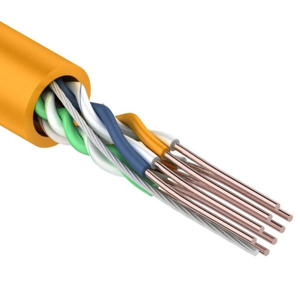 Кабель витая пара U/UTP, CAT 5e, ZH нг(А)-HF, 4PR, 24AWG, INDOOR, SOLID, оранжевый, 305м REXANT