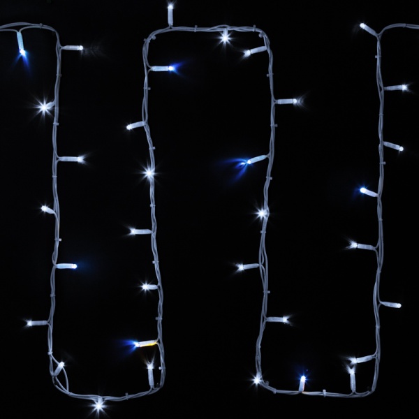Гирлянда светодиодная Нить 20м 200 LED БЕЛЫЙ белый каучук IP67 эффект мерцания 24В соединяется NEON-NIGHT нужен трансформатор 531-100/531-311/531-312