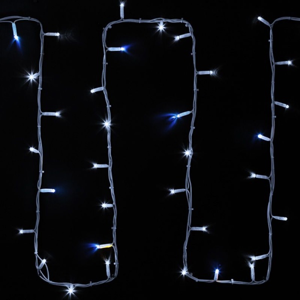 Гирлянда светодиодная Нить 20м 200 LED БЕЛЫЙ белый каучук IP67 эффект мерцания 230В соединяется нужен блок 315-001 NEON-NIGHT