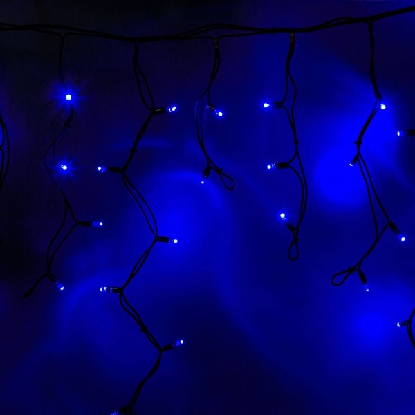 Гирлянда светодиодная Бахрома (Айсикл) 5,6x0,9м 240 LED СИНИЙ черный каучук 2,3мм IP67 эффект мерцания 230В нужен блок 315-000 NEON-NIGHT