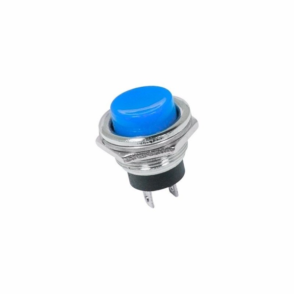 Выключатель-кнопка металл 250V 2А (2с) OFF-(ON) Ø16.2 синяя (RWD-306) REXANT