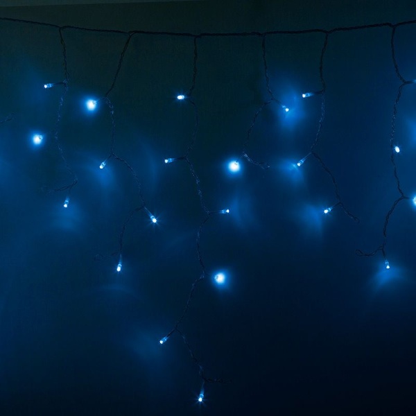Гирлянда светодиодная Бахрома (Айсикл) 4,8х0,6м 176 LED СИНИЙ прозрачный ПВХ IP65 постоянное свечение 230В нужен блок 303-500-1 NEON-NIGHT