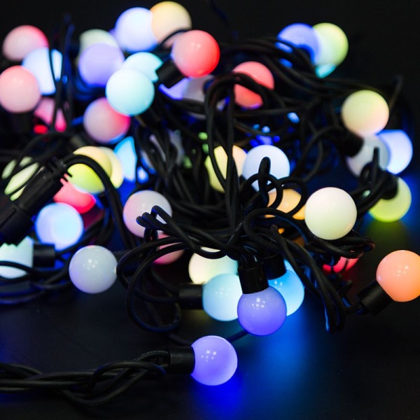 Гирлянда светодиодная Мультишарики Ø23мм 10м 80 LED RGB черный каучук IP67 быстрая смена цвета 230В нужен блок 315-000 NEON-NIGHT