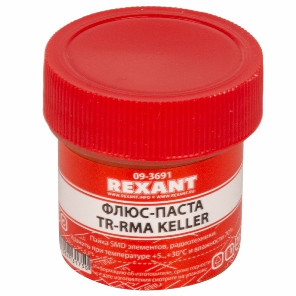Флюс для пайки, паста TR-RMA KELLER, 20мл, банка REXANT