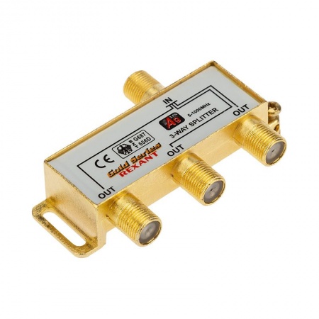 Делитель ТВх3 под F-разъем, 5-1000МГц, Gold (4 F-разъема в комплекте) REXANT