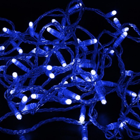 Гирлянда светодиодная Нить 10м 100 LED СИНИЙ прозрачный ПВХ IP65 постоянное свечение 230В соединяется нужен блок 303-500-1 NEON-NIGHT