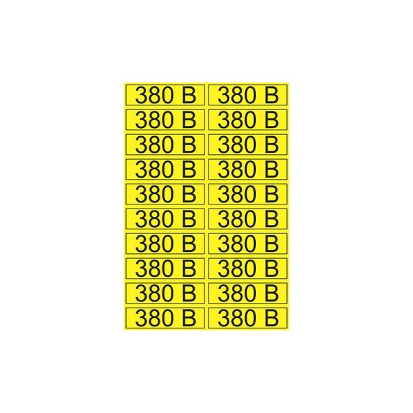 Наклейка знак электробезопасности «380 В» 15х50мм (20 шт. на листе) REXANT