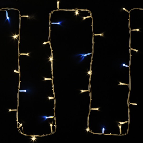 Гирлянда светодиодная Нить 20м 200 LED ТЕПЛЫЙ БЕЛЫЙ белый каучук IP67 эффект мерцания 24В соединяется NEON-NIGHT нужен транс-ор 531-100/531-311/531-312