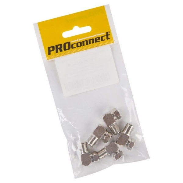 Переходник антенный, (гнездо F - штекер F), угловой, 5 шт. PROconnect
