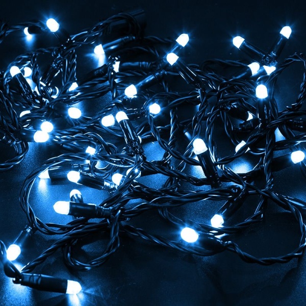 Гирлянда светодиодная Нить 10м 100 LED СИНИЙ черный ПВХ IP65 эффект мерцания 230В соединяется нужен блок 303-500 NEON-NIGHT