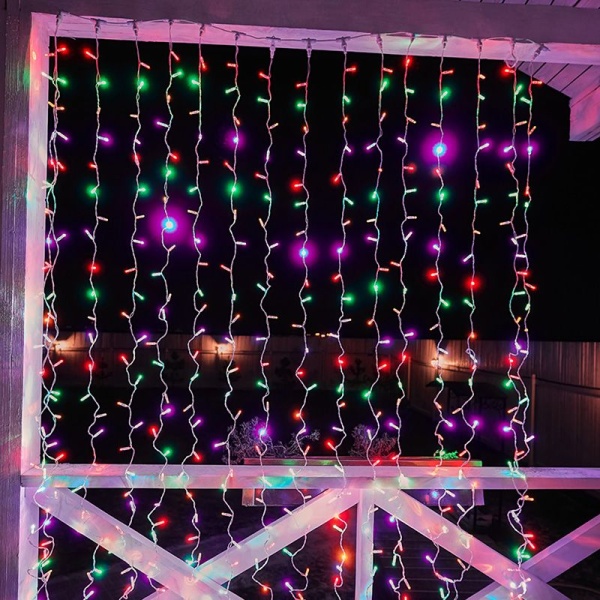 Гирлянда светодиодная Занавес 2х3м 448 LED МУЛЬТИКОЛОР прозрачный ПВХ IP65 постоянное свечение 230В нужен блок 303-500-1 NEON-NIGHT