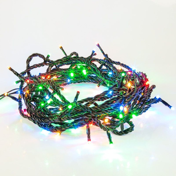 Гирлянда Нить управляемая 10м 100 LED МУЛЬТИКОЛОР (RGYB) черный ПВХ IP65 свечение с динамикой 230В нужен контроллер 217-204 NEON-NIGHT