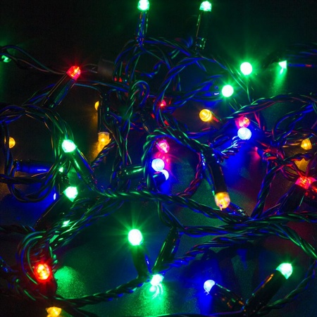 Гирлянда светодиодная Нить 10м 100 LED МУЛЬТИКОЛОР черный ПВХ IP65 постоянное свечение 230В соединяется нужен блок 303-500 NEON-NIGHT