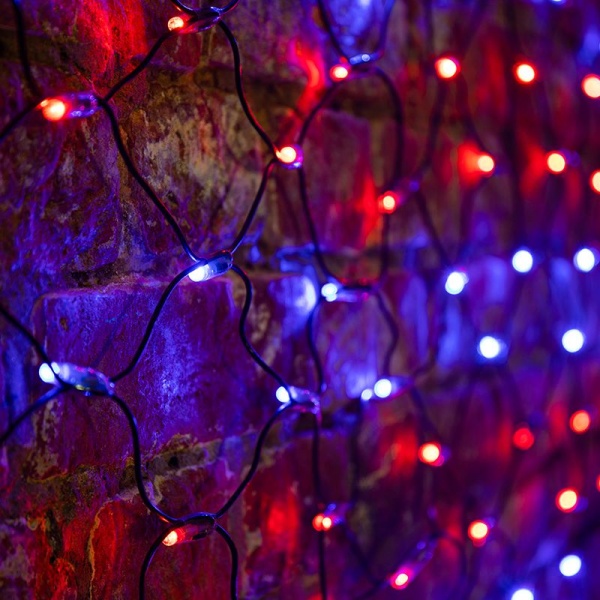 Гирлянда светодиодная Сеть 2х1,5м 288 LED КРАСНЫЙ/СИНИЙ черный ПВХ IP65 свечение с динамикой 230В контроллер в комплекте NEON-NIGHT