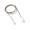 Кабель USB-A – Lightning, 2A, 1м, в матовой стальной оплетке REXANT