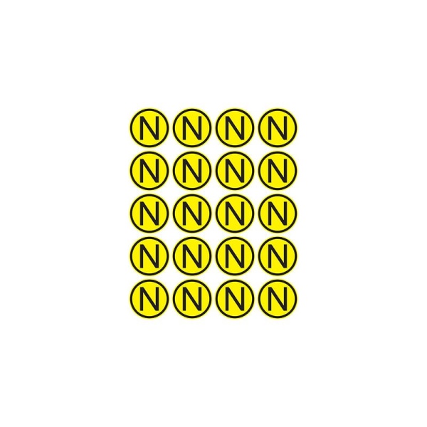 Наклейка знак электробезопасности «N», диаметр 20мм (20 шт. на листе) REXANT