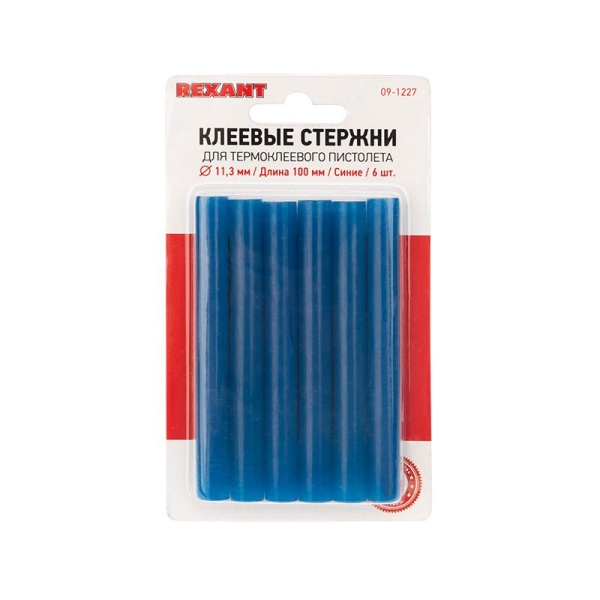 Стержни клеевые Ø11мм, 100мм, синие (6 шт/уп), блистер REXANT