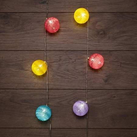 Тайские фонарики Фейерверк 1,5 м, прозрачный ПВХ, 10 LED, теплый белый, питание 2 х АА (батарейки не в комплекте)