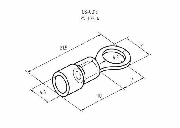 Наконечник кольцевой изолированный ø 4.3 мм 0.5-1.5 мм² (НКи 1.5-4/НКи 1,25-4) красный REXANT