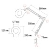 Лупа на струбцине круглая 8D с подсветкой, ø127мм, белая REXANT