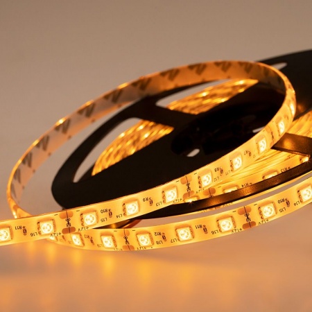 Лента светодиодная 12В, SMD5050, 14,4Вт/м, 60 LED/м, желтый, 10мм, 5м, IP65 LAMPER
