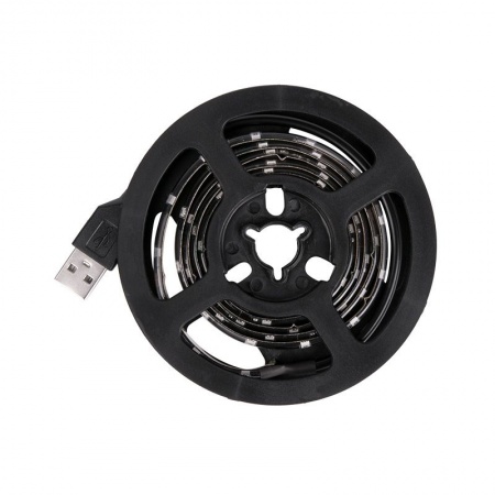Лента светодиодная 5В, SMD2835, 4,8Вт/м, 60 LED/м, зеленый, 8мм, 1м, с USB коннектором, черная, IP65 LAMPER