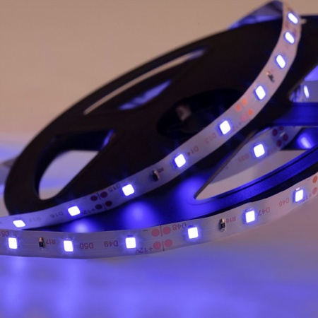 Лента светодиодная 12В, SMD2835, 4,8Вт/м, 60 LED/м, синий, 8мм, 5м, IP20 LAMPER