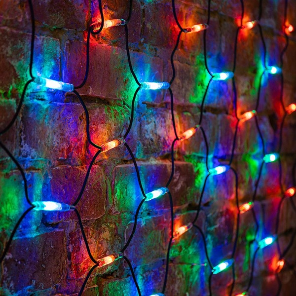 Гирлянда светодиодная Сеть 2x1,5м 288 LED МУЛЬТИ черный каучук IP67 постоянное свечение 230В блок в комплекте NEON-NIGHT