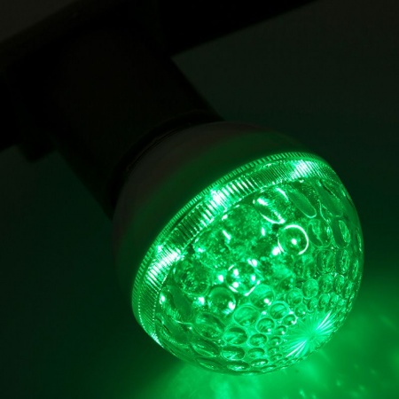 Лампа светодиодная, диаметр 50мм, Е27, 10 LED, 1Вт, ЗЕЛЕНЫЙ, прозрачная колба, 24В, постоянное напряжение NEON-NIGHT