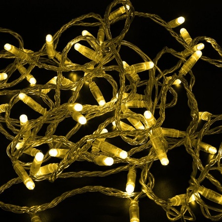 Гирлянда светодиодная Нить 10м 100 LED ЖЕЛТЫЙ прозрачный ПВХ IP65 эффект мерцания 24В соединяется NEON-NIGHT нужен трансформатор 531-100/531-311/531-312