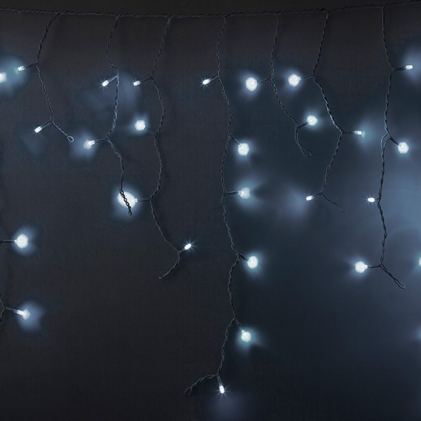 Гирлянда светодиодная Бахрома (Айсикл) 5,6x0,9м 240 LED БЕЛЫЙ белый каучук 3,3мм IP67 эффект мерцания 230В нужен блок 315-001 NEON-NIGHT