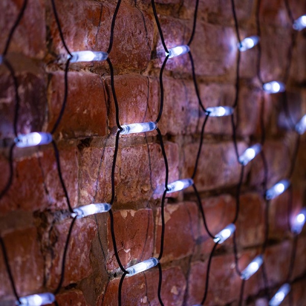 Гирлянда светодиодная Сеть 2x1,5м 288 LED БЕЛЫЙ черный каучук IP67 постоянное свечение 230В блок в комплекте NEON-NIGHT