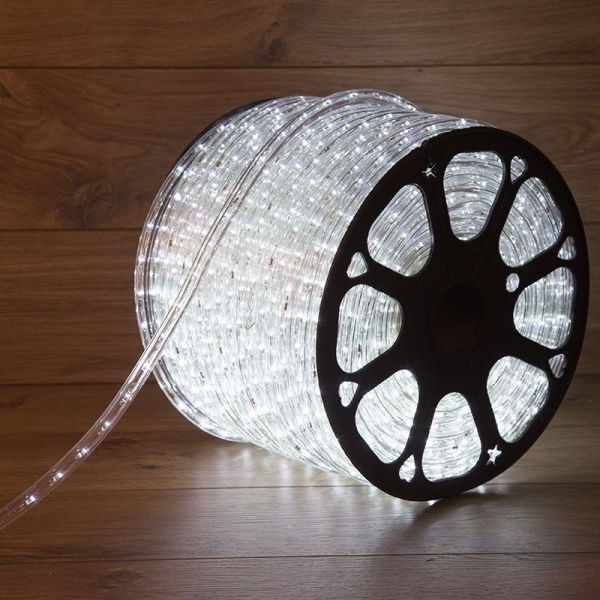 Дюралайт LED трехжильный 230В 13мм 36 LED/м БЕЛЫЙ свечение с динамикой модуль 1м бухта 100м NEON-NIGHT