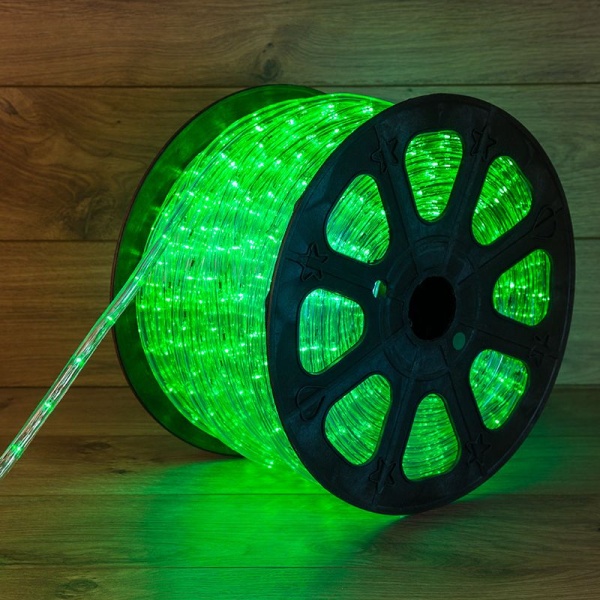 Дюралайт LED трехжильный 230В 13мм 36 LED/м ЗЕЛЕНЫЙ свечение с динамикой модуль1м бухта 100м NEON-NIGHT