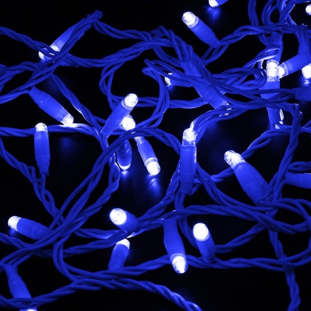 Гирлянда светодиодная Нить 10м 100 LED СИНИЙ белый ПВХ IP65 постоянное свечение 230В соединяется нужен блок 303-500-1 NEON-NIGHT