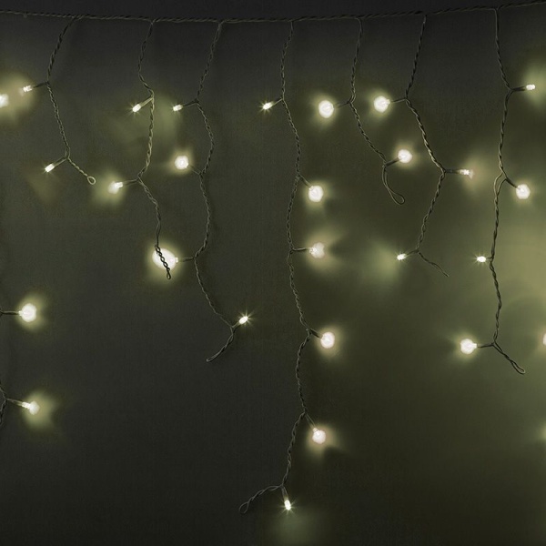 Гирлянда светодиодная Бахрома (Айсикл) 5,6x0,9м 240 LED ТЕПЛЫЙ БЕЛЫЙ белый каучук 3,3мм IP67 эффект мерцания 230В нужен блок 315-001 NEON-NIGHT
