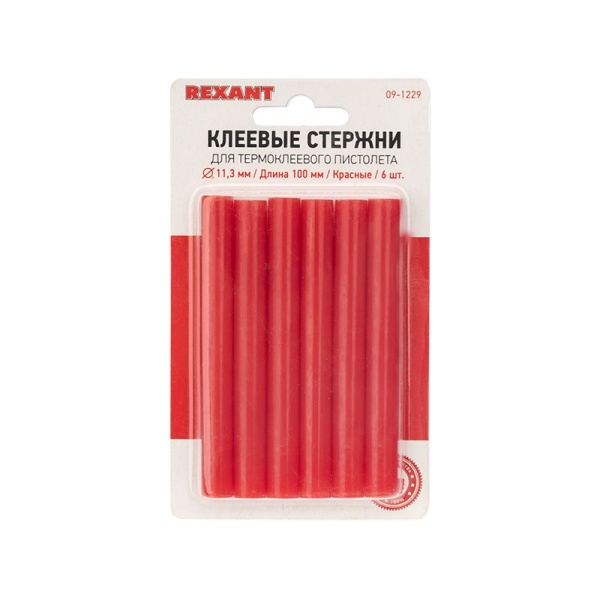 Стержни клеевые Ø11мм, 100мм, красные (6 шт/уп), блистер REXANT