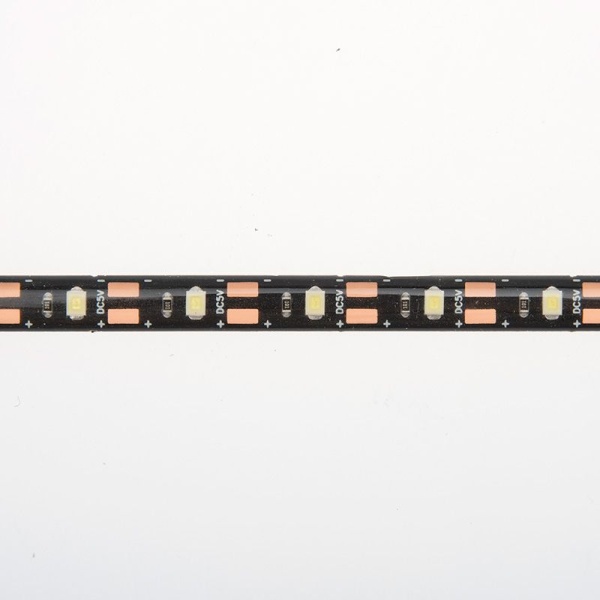 Лента светодиодная 5В, SMD2835, 4,8Вт/м, 60 LED/м, 6500K, 8мм, 1м, с USB коннектором, черная, IP65 LAMPER