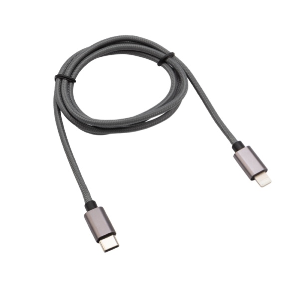 Кабель Type-C – Lightning, 2,4A 1м, в нейлоновой графитовой оплетке, Power Delivery REXANT