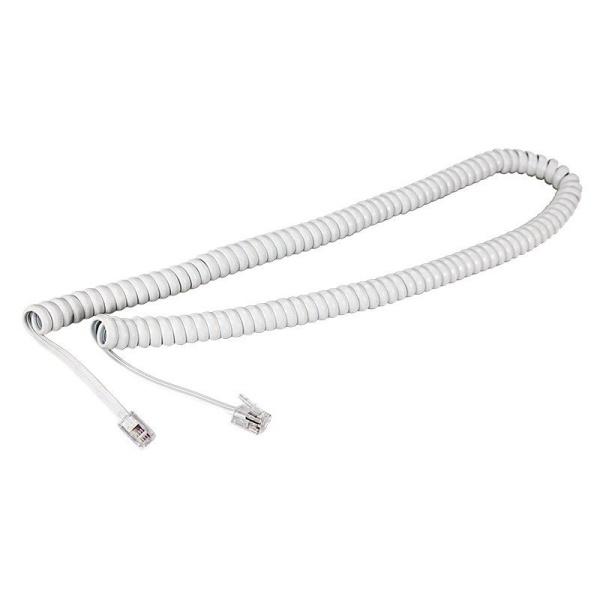 Шнур для телефонной трубки, витой RJ-10 (4P-4C), 2м, белый REXANT
