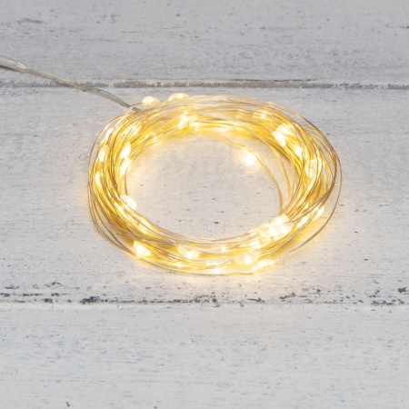 Гирлянда светодиодная Роса 10м, 100LED, ТЕПЛЫЙ БЕЛЫЙ, IP20, IP20, USB NEON-NIGHT
