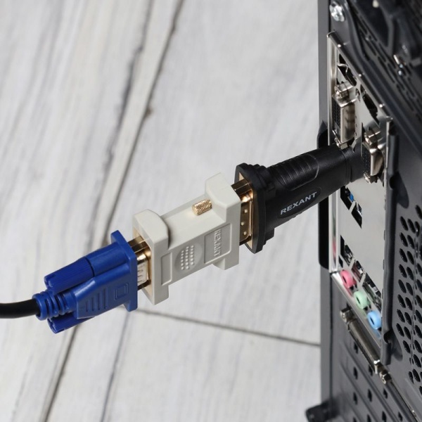 Переходник штекер DVI-I - гнездо VGA REXANT