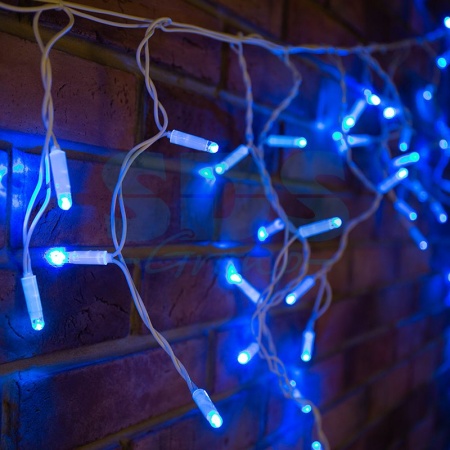 Гирлянда светодиодная Бахрома (Айсикл) 2,4х0,6м 76 LED СИНИЙ белый ПВХ IP65 постоянное свечение 230В нужен блок 303-500-1 NEON-NIGHT