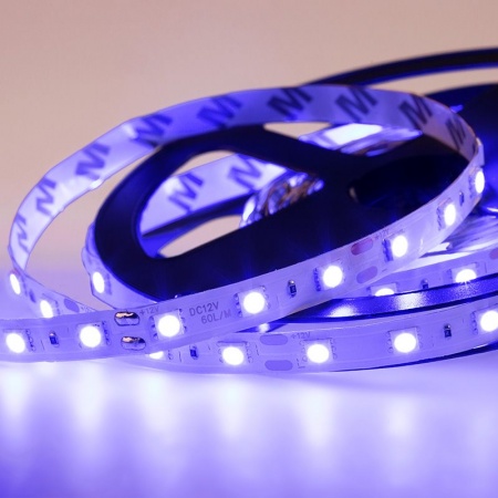 Лента светодиодная 12В, SMD5050, 14,4Вт/м, 60 LED/м, синий, 10мм, 5м, IP20 LAMPER