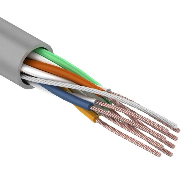 Кабель витая пара U/UTP, CAT 5e, PVC, 4PR, 24AWG, INDOOR, STRANDED, серый, 305м REXANT
