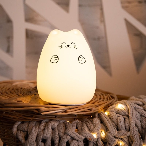 Силиконовый ночник Котик USB с 3 режимами, RGB-свечение NEON-NIGHT