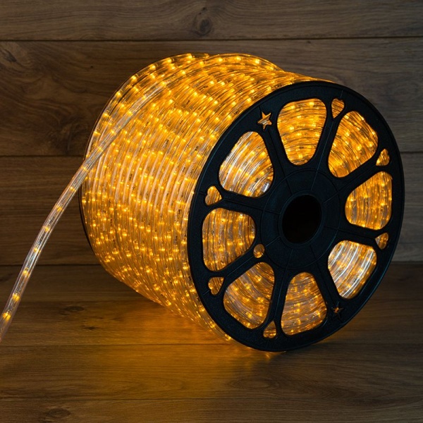Дюралайт LED трехжильный 230В 13мм 36 LED/м ЖЕЛТЫЙ свечение с динамикой модуль 4м бухта 100м NEON-NIGHT