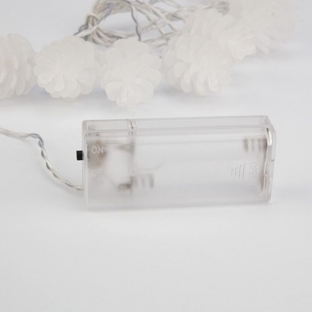 Гирлянда светодиодная Шишки 1,5 м, 10 LED, прозрачный ПВХ, цвет свечения теплый белый, 2 х АА (батарейки не в комплекте) NEON-NIGHT